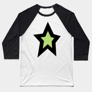 Green Star Thick Black Line Baseball T-Shirt